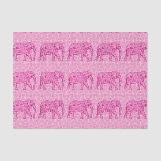 Langwerpige olifant - fuchsia roze tissuepapier (Voorkant)