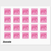Langwerpige olifant - fuchsia roze vierkante sticker (Vel)