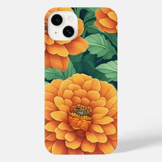 Langwerpige oranje en groene bloemflorale paden iPhone hoesje (Achterkant)