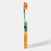 Langwerpige oranje en groene bloemflorale paden iPhone hoesje (Linkerkant)