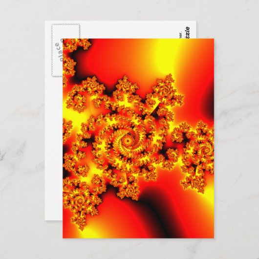 Langwerpige rode fractal briefkaart (Voorkant / Achterkant)