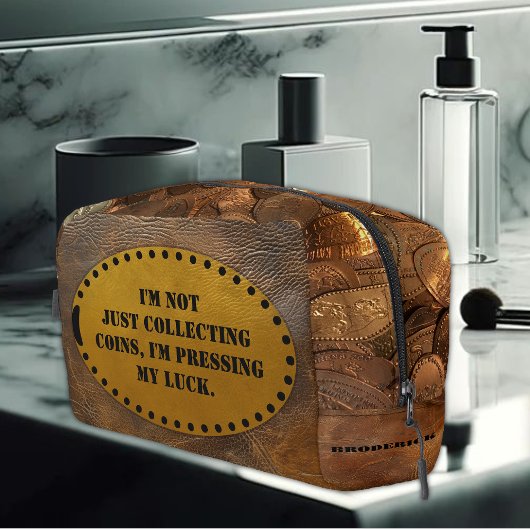  langwerpige souvenirmunt/geperste penny toilettasje