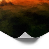 Langwerpige tarwevelden in een oranje zonneschijnl poster (Hoek)