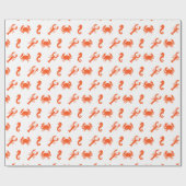 Langwerpkrab zeepaard wit oranje kustpatroon cadeaupapier (Vlak)