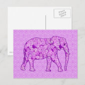 Langwerpolifant - amethyst paars briefkaart (Voorkant / Achterkant)