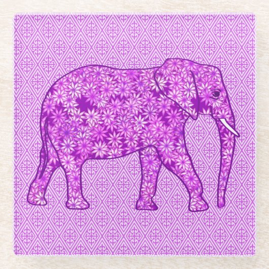 Langwerpolifant - amethyst paars glazen onderzetter (Voorkant)