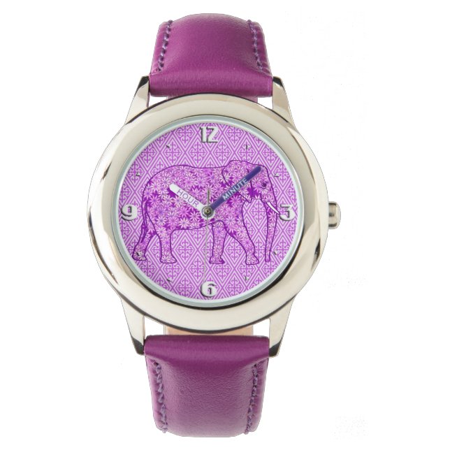 Langwerpolifant - amethyst paars horloge (Voorkant)