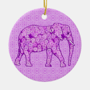 Langwerpolifant - amethyst paars keramisch ornament