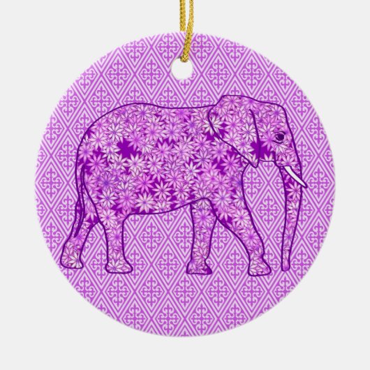 Langwerpolifant - amethyst paars keramisch ornament (Voorkant)