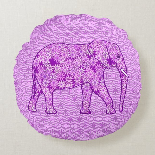 Langwerpolifant - amethyst paars rond kussen (Voorkant)