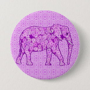 Langwerpolifant - amethyst paars ronde button 7,6 cm