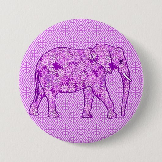 Langwerpolifant - amethyst paars ronde button 7,6 cm (Voorkant)