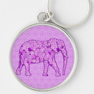 Langwerpolifant - amethyst paars sleutelhanger