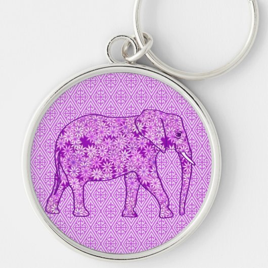 Langwerpolifant - amethyst paars sleutelhanger (Voorkant)