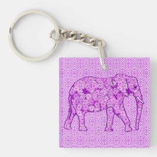Langwerpolifant - amethyst paars sleutelhanger