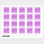 Langwerpolifant - amethyst paars vierkante sticker (Vel)