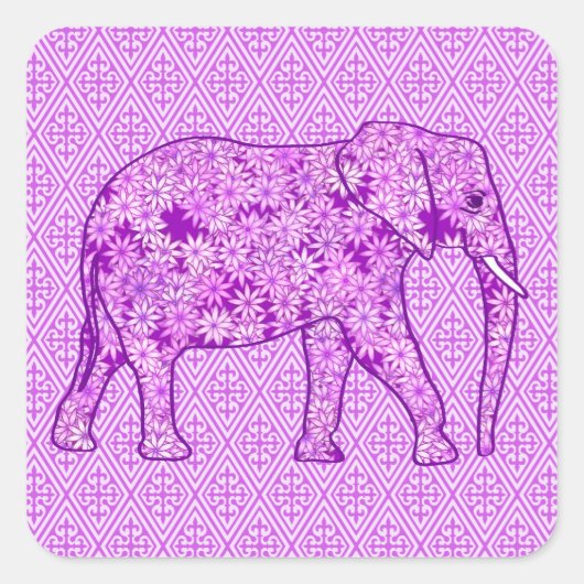 Langwerpolifant - amethyst paars vierkante sticker (Voorkant)