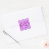 Langwerpolifant - amethyst paars vierkante sticker (Envelop)