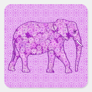 Langwerpolifant - amethyst paars vierkante sticker