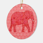Langwerpolifant - diep rood en koraal keramisch ornament (Links)