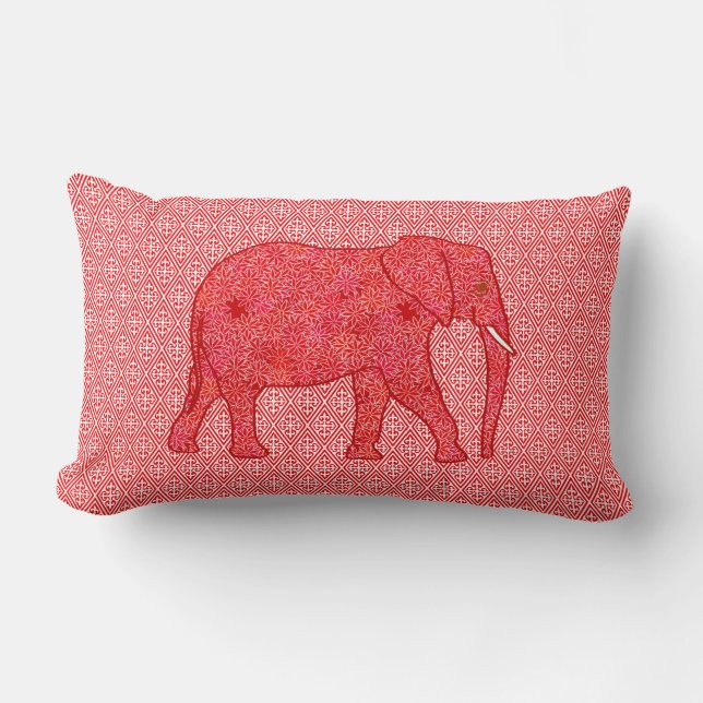 Langwerpolifant - diep rood en koraal kussen (Voorkant)