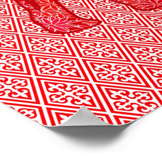 Langwerpolifant - diep rood en koraal poster (Hoek)