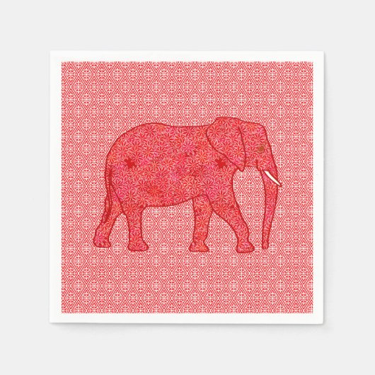 Langwerpolifant - diep rood en koraal servetten (Voorkant)