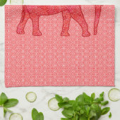 Langwerpolifant - diep rood en koraal theedoek (Gevouwen)