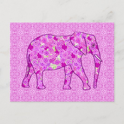 Langwerpolifant - orchidee en magenta briefkaart (Voorkant)