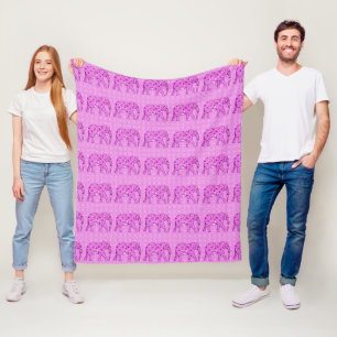 Langwerpolifant - orchidee en magenta fleece deken