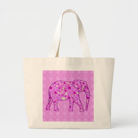 Langwerpolifant - orchidee en magenta grote tote bag (Voorkant)