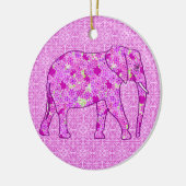 Langwerpolifant - orchidee en magenta keramisch ornament (Links)
