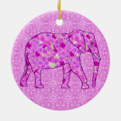 Langwerpolifant - orchidee en magenta keramisch ornament (Achterkant)