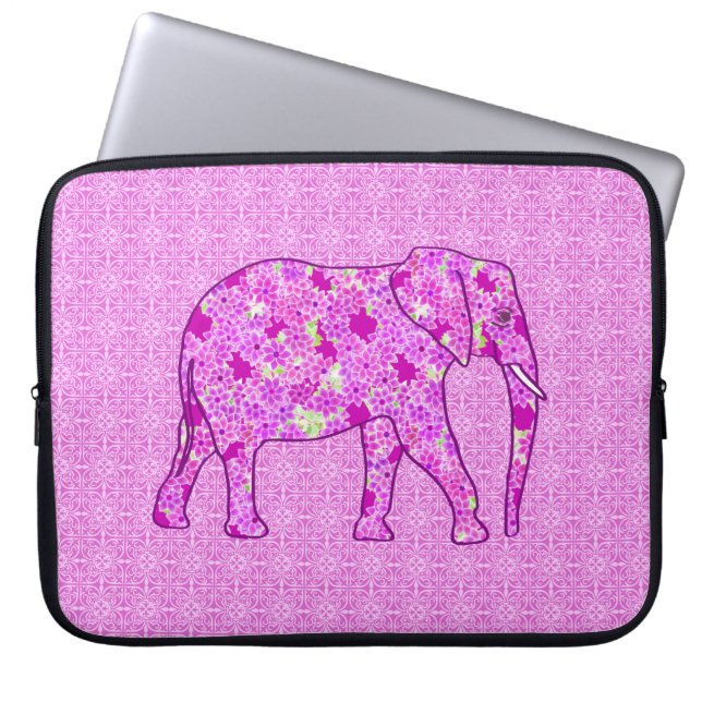 Langwerpolifant - orchidee en magenta laptop sleeve (Voorkant)
