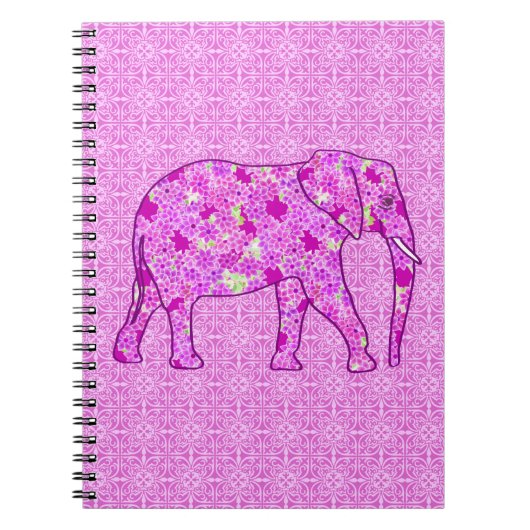 Langwerpolifant - orchidee en magenta notitieboek (Voorkant)