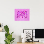 Langwerpolifant - orchidee en magenta poster (Thuiskantoor)