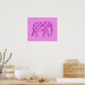 Langwerpolifant - orchidee en magenta poster (Keuken)