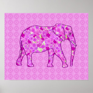 Langwerpolifant - orchidee en magenta poster