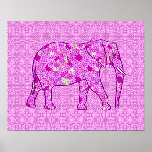 Langwerpolifant - orchidee en magenta poster (Voorkant)