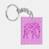 Langwerpolifant - orchidee en magenta sleutelhanger (Voorkant Links)