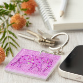 Langwerpolifant - orchidee en magenta sleutelhanger (Voorkant Rechts)