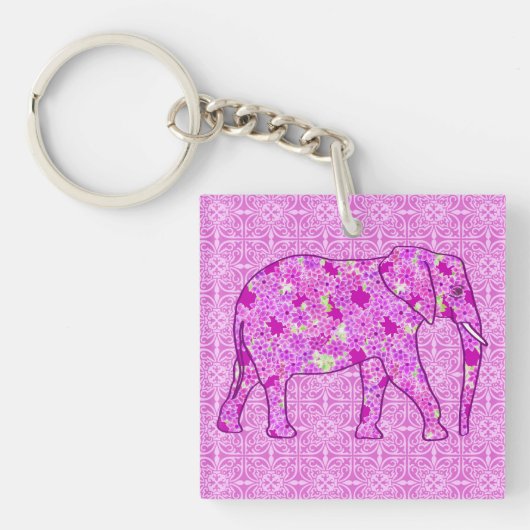 Langwerpolifant - orchidee en magenta sleutelhanger (Voorkant)