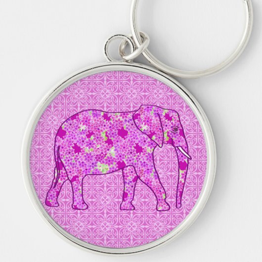 Langwerpolifant - orchidee en magenta sleutelhanger (Voorkant)