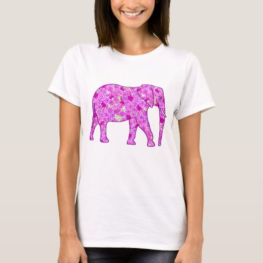 Langwerpolifant - orchidee en magenta t-shirt (Voorkant)
