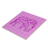 Langwerpolifant - orchidee en magenta tegeltje (Zijkant)