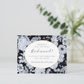 Langwerptekening, zwart wit "Wees mijn bruidsmeisj Kaart (Staand voorkant)