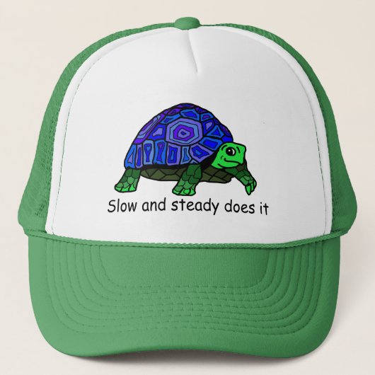 Langzaam en constant doet het. Cartoon tortoise Trucker Pet (Voorkant)