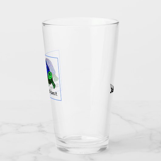 Langzaam en constant doet het schildpad, jouw naam glas (Links)