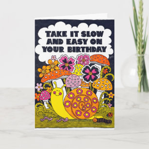 Langzaam en Easy Verjaardagskaart met Letterpress Kaart