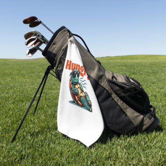 Langzaam en hongerig - Cool Turtle Golfhanddoek (Groen)